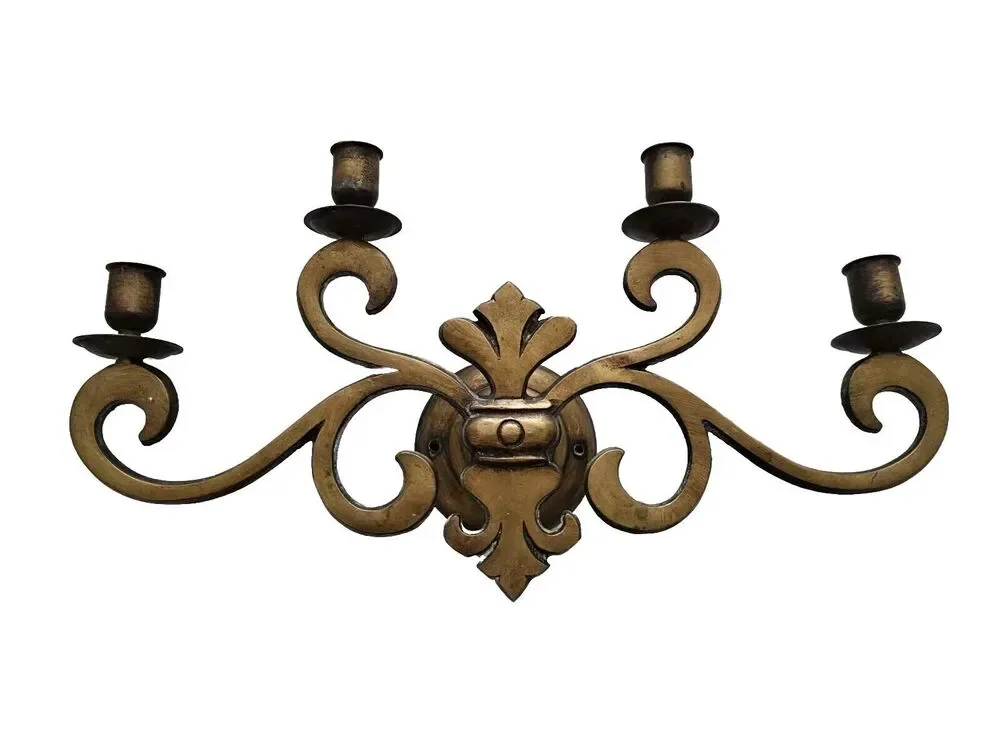 Brass Wall Sconce Candle Holder 4 Arm Vintage Antique 18 X 10